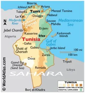 carte Tunisie grand erg oriental